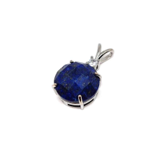 Kerek medál fém faz Lapis lazuli 16mm medál