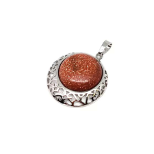 Kerek medál fém Goldstone vörös 3cm medál