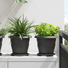  Kerek Virág Tálca 6 pcs Fekete Ø 14 x 2 cm Műanyag kerti tárolás