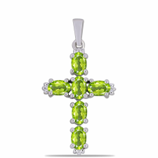  Kereszt Ezüst Medál Changbai Peridottal, Y60339 medál