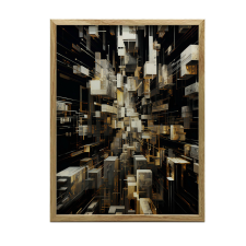 KERET FALI PLAKÁT ARANY LABIRINTUS 50x70 CM SÖTÉTBARNA grafika, keretezett kép