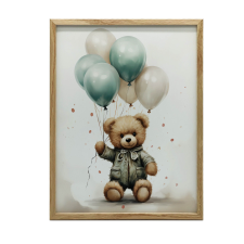 KERET FALI PLAKÁT BEAR BALLON WORLD 30x40 CM SÖTÉTBANA grafika, keretezett kép