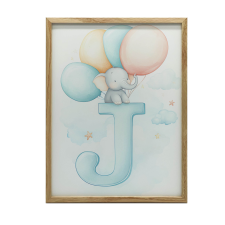 KERET FALI PLAKÁT ÉDES ELEFÁNT J BETŰVEL 70x100 CM grafika, keretezett kép