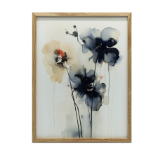 KERET FALI PLAKÁT FA VIRÁGOK Akvarell 50x70 CM grafika, keretezett kép