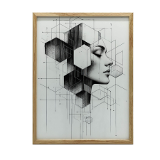  KERET FALI PLAKÁT FEKETE-FEHÉR GEOMETRIC DREAM 70x100 grafika, keretezett kép