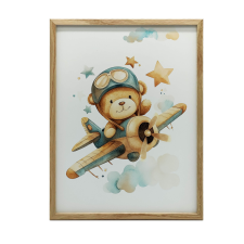 KERET FALI PLAKÁT FLYING BEAR PILOTA, ARANY KERET 40x50 CM grafika, keretezett kép