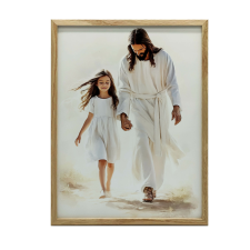  KERET FALI PLAKÁT JÉZUS ÉS LÁNY CSEND VÁNGOLÁS 30x40 CM grafika, keretezett kép