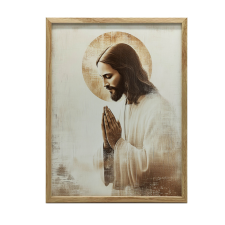 KERET FALI PLAKÁT JÉZUS IMÁBAN GOLDEN HALO 50x70 grafika, keretezett kép