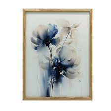 KERET FALI PLAKÁT KÉK VIRÁGOK Akvarell 50x70 CM grafika, keretezett kép
