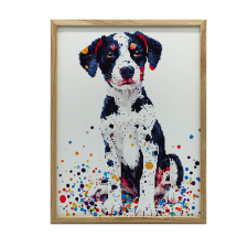 KERET FALI PLAKÁT KUTYA SZÍNES MOZAIK NAGY 50x70 CM grafika, keretezett kép