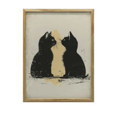 KERET FALI PLAKÁT LOVE IN CAT STÍLUSBAN 50x70 CM FEKETE KERET grafika, keretezett kép