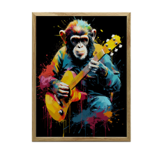 KERET FALI PLAKÁT MAJOM GItárral FEKETE STÍLUS 40x50 CM grafika, keretezett kép