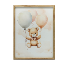 KERET FALI PLAKÁT MEDVE LUFI UTÁN, BARNA 50x70 CM grafika, keretezett kép