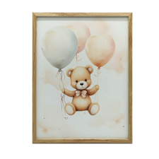  KERET FALI PLAKÁT MEDVE LUFI UTÁN, BARNA 50x70 CM grafika, keretezett kép