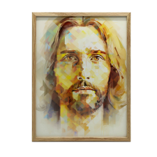 KERET FALI PLAKÁT MODERN JÉZUS ARC 50x70 CM SÖTÉTBARNA grafika, keretezett kép