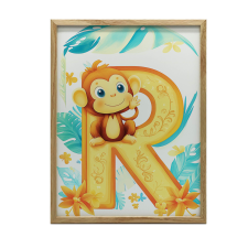 KERET FALI PLAKÁT MONKEY LETTER R 30x40 CM ALUMÍNIUM FEKETE grafika, keretezett kép