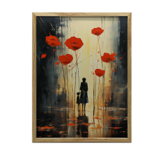  KERET FALI PLAKÁT RAINY MELANCHOLIA BLACK 50x70 CM grafika, keretezett kép