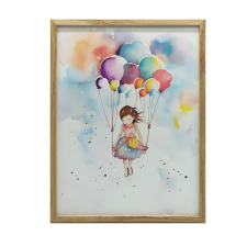 KERET FALI PLAKÁT SÖTÉTBARNA Léggömb VILÁGÍTÁS 70x100 CM grafika, keretezett kép