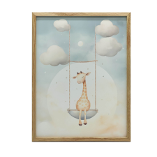 KERET FALI PLAKÁT ZSIRÁF HINTÁN 70x100 CM FA grafika, keretezett kép