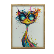KERETES FALI PLAKÁT MACSKA SZEMVEGVEL 70x100 CM FEKETE KERET grafika, keretezett kép