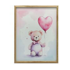 KERETES FALI PLAKÁTMACVE SZÍV LEFÜGGŐVEL 30x40 CM GYERMEKEKNEK grafika, keretezett kép