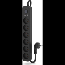 KERG M02520 Túlfeszültségvédő Elosztó 6 aljzatos 16A 3m - Fekete (M02520) hosszabbító, elosztó