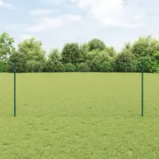 Kerítésoszlopok 5 db U-csatorna Zöld 100 cm Acél építőanyag