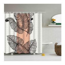 Kermix Textil zuhanyfüggöny 180x200 cm, pálmalevél mintázattal, mosható és vasalható lakástextília