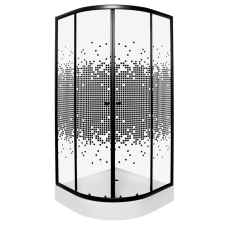 Kerra Pixel Black 90 íves zuhanykabin zuhanytálcával kád, zuhanykabin