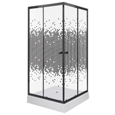 Kerra Pixel SQ 80 fekete szögletes zuhanykabin Victor plus tálcával kád, zuhanykabin