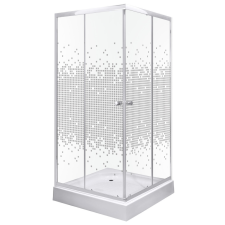 Kerra Pixel SQ 90 fehér szögletes zuhanykabin Victor plus tálcával kád, zuhanykabin