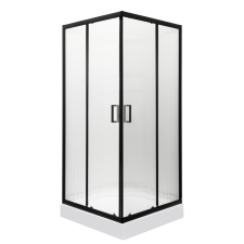 Kerra Soho Square Black 90 szögletes zuhanykabin zuhanytálcával kád, zuhanykabin