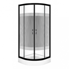 Kerra Xenia Duo Black 80x80 cm Íves zuhanykabin zuhanytálcával kád, zuhanykabin