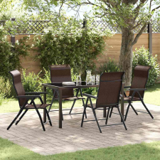  Kert étkező szett Állítható magasság 5 pcs Barna Poli rattan kerti bútor
