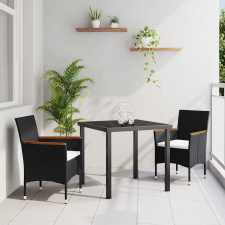  Kert étkező szett párnával 3 pcs Fekete Poli rattan kerti bútor
