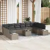  Kerti Kanapé Szett 10 db 9-Ülőhelyek száma Szürke Polyrattan