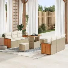  Kerti Kanapé Szett 11 db 8-Ülőhelyek száma Beige és krém kerti bútor