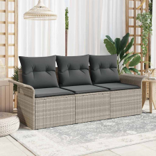  Kerti Kanapé Szett 3 pcs Szürke 196 x 62 x 85cm polirattan kerti bútor