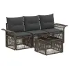 Kerti Kanapé Szett 4 pcs Szürke polirattan