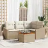  Kerti Kanapé Szett 5 db Beige és krém polirattan
