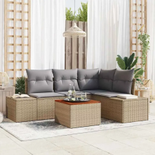  Kerti Kanapé Szett 5 pcs Beige és Világosszürke polirattan kerti bútor