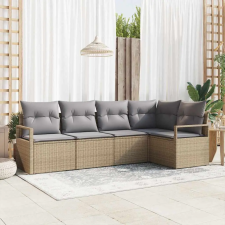  Kerti Kanapé Szett 5 pcs Bézs Poli rattan kerti bútor