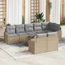  Kerti Kanapé Szett 9 pcs Beige és Világosszürke polirattan kerti bútor