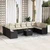  Kerti Kanapé Szett Fekete 55 x 55 x 37 cm polirattan
