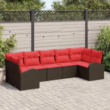  Kerti Kanapé Szett párnával 7 pcs Barna Poly Rattan kerti bútor