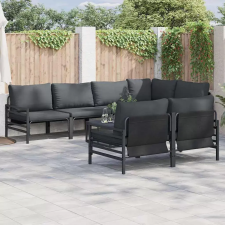  Kerti Kanapé Szett párnával 7 pcs Fekete Acél kerti bútor