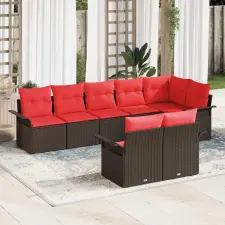  Kerti Kanapé Szett párnával 8 pcs Barna polirattan kerti bútor