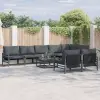  Kerti Kanapé Szett párnával 9 pcs Fekete Acél
