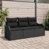  Kerti Kanapé Szett párnával tárolóval 3 pcs Fekete Poli rattan