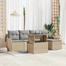  Kerti Kanapé Szett párnával tárolóval 6 pcs Bézs Poli rattan kerti bútor